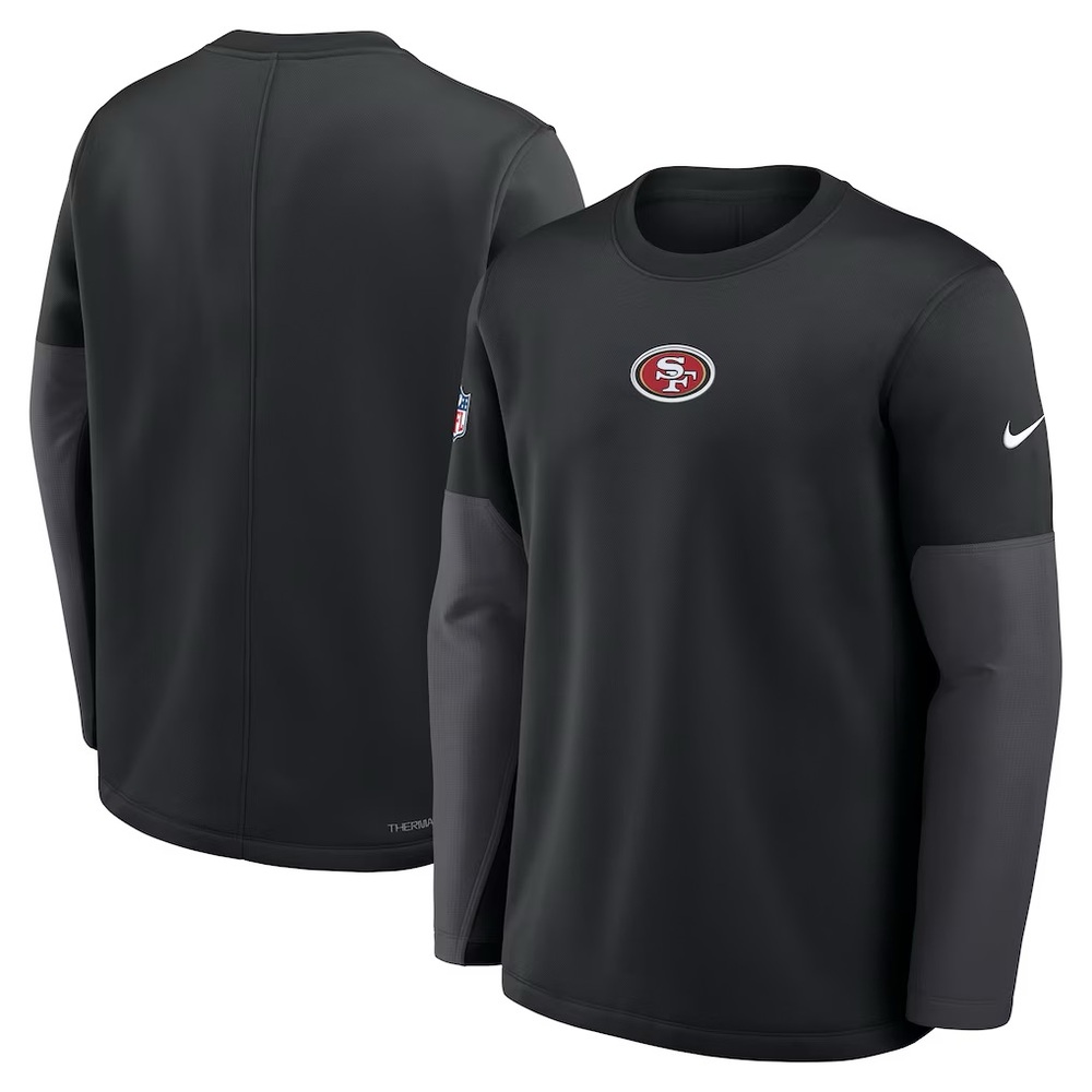 San Francisco 49ers Nike Sideline Coach Therma-FIT Long Sleeve T-Shirt - Black